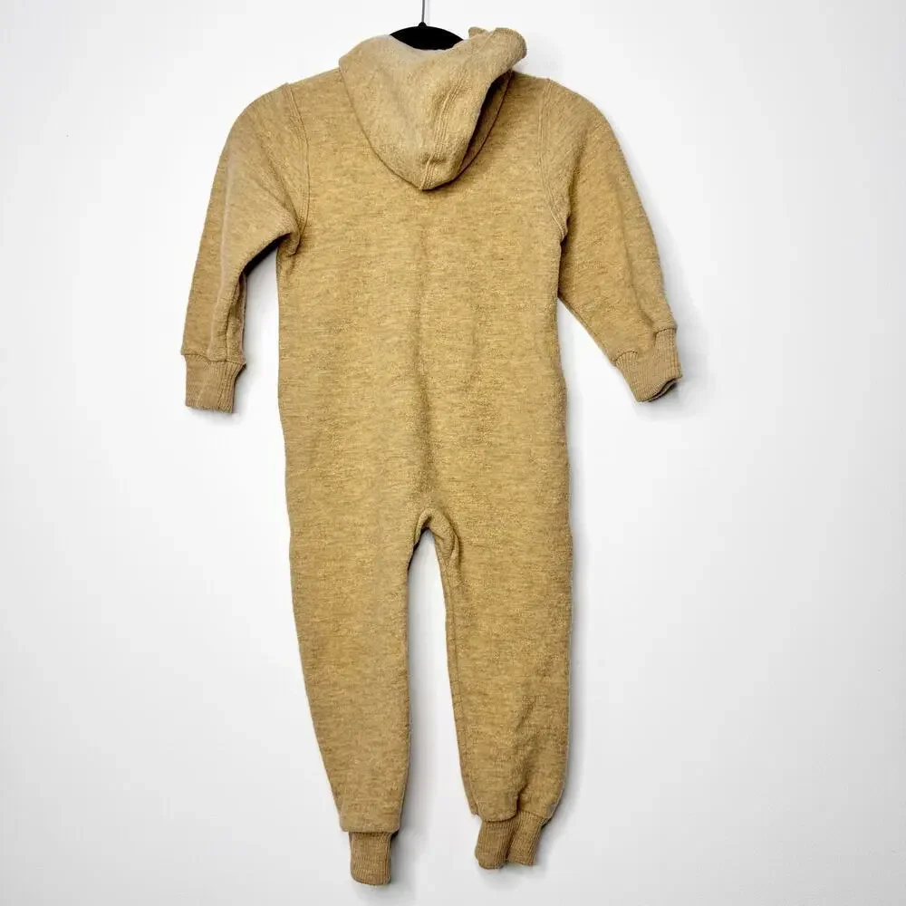 Engel Virgin Wool Fleece Hooded Overall Camel 2-4Y Toddler NWT